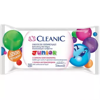 Cleanic Nedves Törlőkendő Gyerekeknek-Antibakteriális rágógumi illat 15db