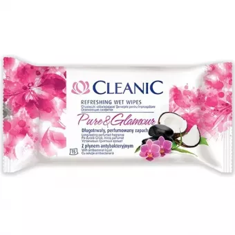 Cleanic Nedves Törlőkendő-Pure&Glamour-Antibakteriális folyadék adalékkal 15db