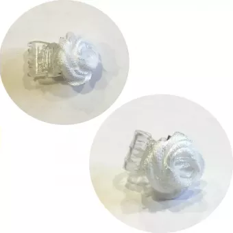 Hajcsipesz Karmos Mini Virágos - Textilrózsa , Fehér 1db