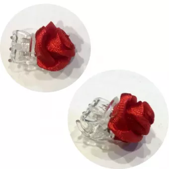 Hajcsipesz Karmos Mini Virágos - Textilrózsa , Piros 1db