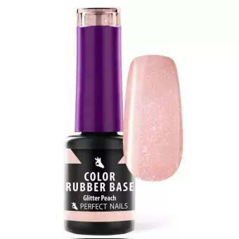 Perfect Nails Color Rubber Base Gel - Színezett Alapzselé 4ml - Glitter Peach