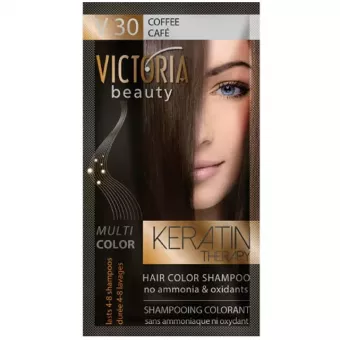 VICTORIA Keratin Therapy Hajszínező Sampon 40ml - V30 Kávébarna